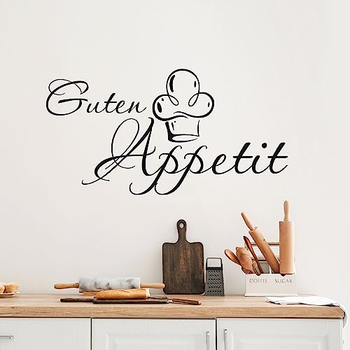 GRAZDesign Wandtattoo Küche Sprüche | Guten Appetit | Wandsticker Sticker Esszimmer Wanddeko Wandaufkleber, Küchenrückwand Küchen Deko Aufkleber selbstklebend, 96x50cm, 070 schwarz