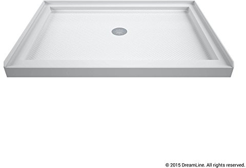 DreamLine SlimLine 32 in. D x 48 in. W x 2 3/4 in. H Center Drain Single Threshold Shower Base in White, DLT-1132480