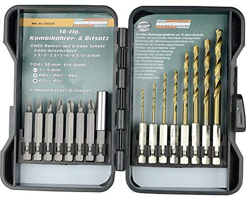 Brüder Mannesmann Bohrer- und Bitsatz, 16-teilig | M54325