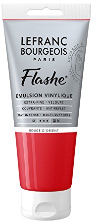 Lefranc Bourgeois 300646 Flashe Acrylfarbe & Vinylfarbe, hochpigmentiert, elastisch, lichtecht, alterungsbeständig, matt, für den Innen- & Außenbereich, 80ml Tube - Zinnoberrot