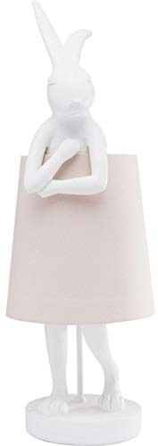Kare Design Tischleuchte Animal Rabbit, Wieß/Rosa, 68x23x26 cm, Tischlampe, Hasenleuchte, Nachttischlampe, Leuchtmittel nicht inklusive, Wohnzimmer