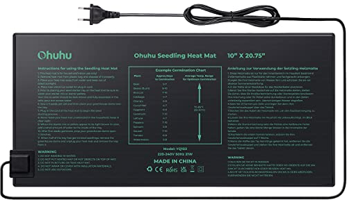 Ohuhu Tapis Chauffant Semis Tapis Chauffant pour Plantes 52x25 cm, Tapis Chauffant Terrarium Tapis de Plantation pour Germination Semis Jardinage Dispositif de Chauffage avec Sac de Rangement