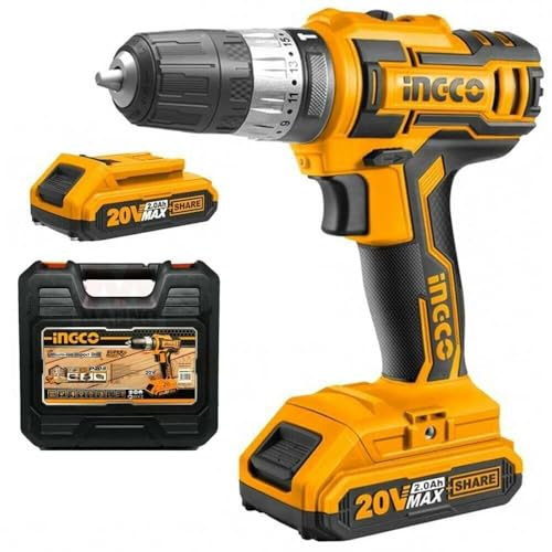 Ingco Cidli200215 Trapano A Percussione A Batteria 20 V Avvitatore Senza Fili Cordless Con 2 Batterie In Valigetta
