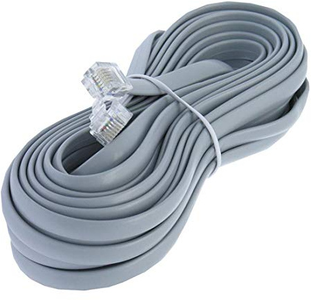 Corporate Computer 25ft Heavy Duty RJ12 Silver Satin 6 Conductor 6P/6C Straight Wired Telephone Line Cord by Corpco