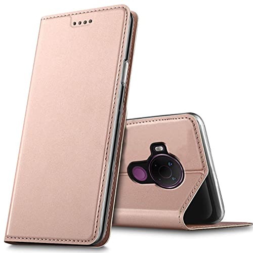 Verco Handyhülle für Nokia 5.4, Premium Handy Flip Cover für Nokia 5.4 Hülle [integr. Magnet] Book Case PU Leder Tasche, Rosegold