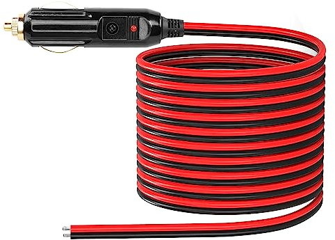CERRXIAN Zigarettenanzünder-Steckerkabel, 12 V, Ersatz-Zigarettenanzünder, mit 20 A Sicherung, 13 AWG verzinnter Enddraht (2 m)