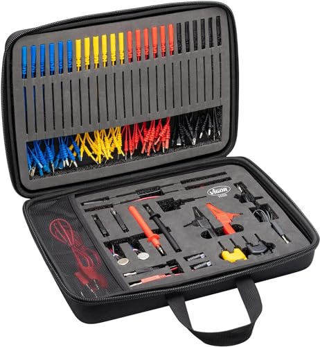 ViGOR - Messkabelsatz 92-teilig V4326N I Für Kfz-Bedarf zur elektrischen Messung und Prüfung von elektrischen Schaltungen/Komponenten I hochwertig, sicher I 92-teilig I 12 V Batterie