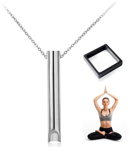 GWAWG stress ångestlindring anapana andning uppmärksamma halsband rökavvänjning halsband andning meditation träning hållbart rostfritt stål halsband för kvinnor män
