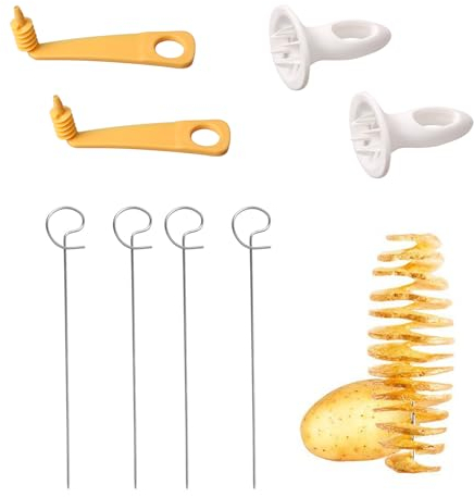 JVHLOV 2 Stücke Spiralschneider Kartoffel, Manuelle Spirale Kartoffel, Pommes-Frites-Schneider, Super-Spiralschneider Zum Schneiden, für Kartoffelturm/Barbecue/Fried/Gather/Party/Camping/Familie