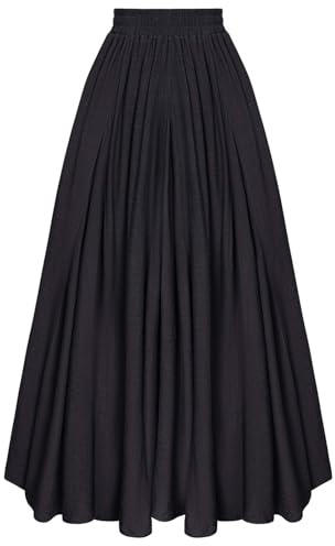 Scarlet Darkness Women Casual Maxi Skirt Flowy Bohemian Renaissance Long Skirts Black L