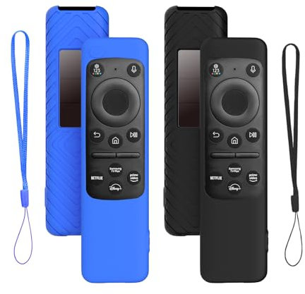 2 Housses en Silicone Antichoc pour Télécommande Samsung TM2360E/BN59-01432A/BN59-01432J - Protection Premium avec Design Accentué (Noir + Bleu Royal) | Accessoires pour Télévisions Samsung Smart TV