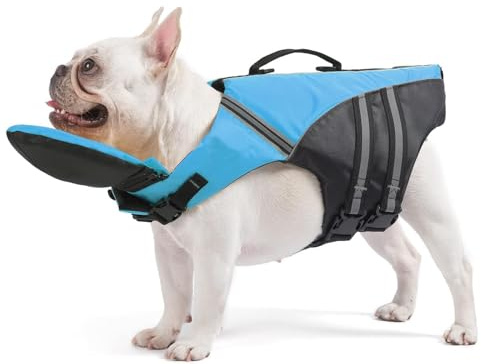 Syzplnwy Chaleco salvavidas para perros con flotador de cuello extraíble, chaleco de natación reflectante de alta flotabilidad para perros pequeños, medianos y grandes, chaleco de seguridad Ripstop