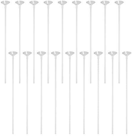 Lotsdonxia 100 Pcs Balloon Sticks with Holder Cups, Reusable Balloon Display Stands for Party Decorations, Baby Showers, Birthdays, Weddings and Graduations (White)