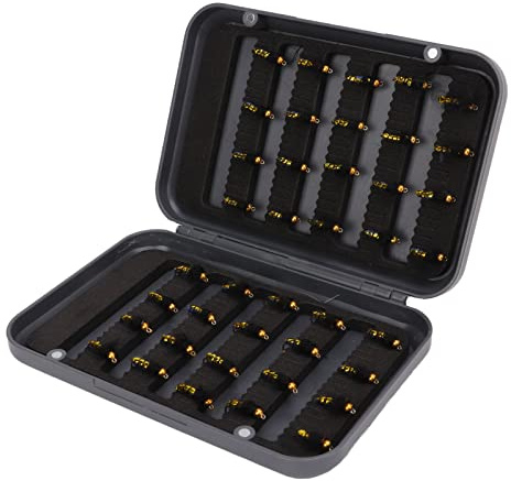 Masyrt Set di 40 esche da pesca a mosca realistiche, colori vivaci, tessuto a mano, professionale con scatola da pesca impermeabile