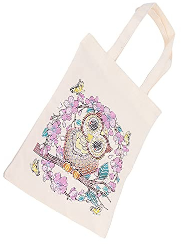 Haofy DIY Painting Shopping Bag Utsökt Rhinestones Tygväska för Heminredning och Utflykt, Stor återanvändbar Canvasväska för Familjen Kul och Förvaring