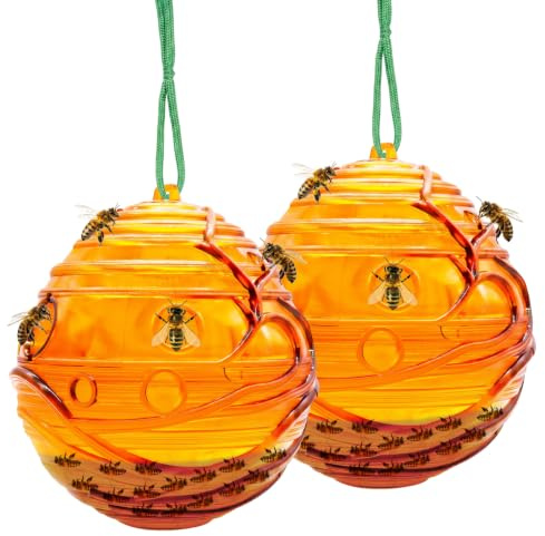 Belillpipi Trampa para avispas, atrapador de avispas, atrapador de abejas (forma de panal, 2 piezas)