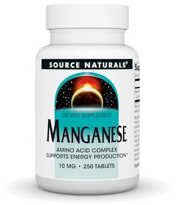 Source Naturals Manganese, Amino Acid Complex - Supports Energy Production* - 10 mg - 250 Tablets