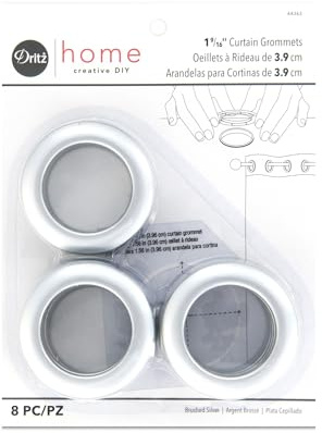 Dritz Curtain Grommets 1-9/16 inches Inner Diameter Plastic 8/Pkg-Brushed Silver, Man-Made-Material