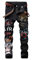 Enrica Herren Casual Printed Jeans Skinny Denim Pants, Black&Air, 50