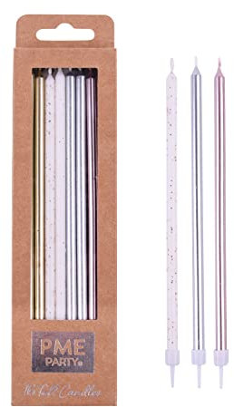 PME - Assortimento di Candele Extra Alte con Supporti, 18 cm, Confezione da 16
