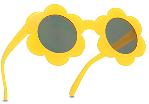 ShadyVEU Retro Round Flower Frame Kid's Sunglasses Baby Children's Colorful Cute Eyewear Outdoor Summer Party (Yellow)