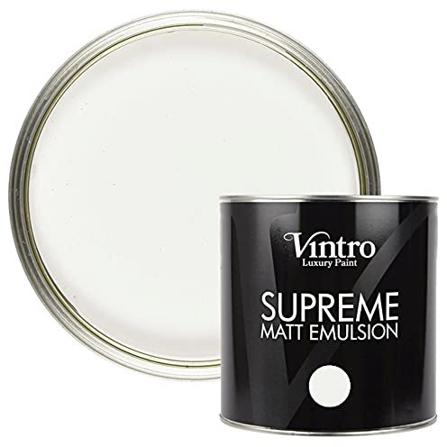Vintro Paint | White Matt Emulsion | Luxury Wall & Ceiling Paint | Smooth Chalk Finish | 2.5L (Crystal)