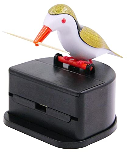 Jucaifu Distributore di stuzzicadenti Little Bird, distributore creativo a spinta, porta stuzzicadenti. (oro)