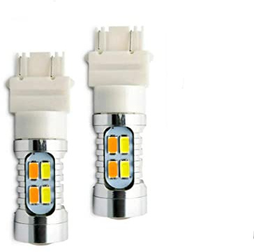 Riloer 2PCS Lampadine LED Switchback, 3157 5050 SMD Doppio colore Freno di coda Stop Backup Lampadine indicatori di direzione retromarcia, Bianco/Ambra