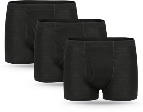 3 Stück Inkontinenz Pants Männer, Herren-Boxershorts für Inkontinenz mit saugfähigem Pad 300 ml Urinkapazität Baumwolle Waschbar Unterwäsche für Männer Schwarz XL