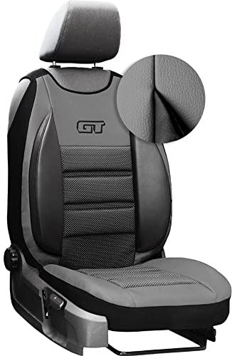 Moto-MOLTICO Autositzbezüge - Universalgröße Sitzauflage aus Ökologischem Leder - Sitzbezug für Fahrersitz - Matte für Sitze - Schonbezug - Grau
