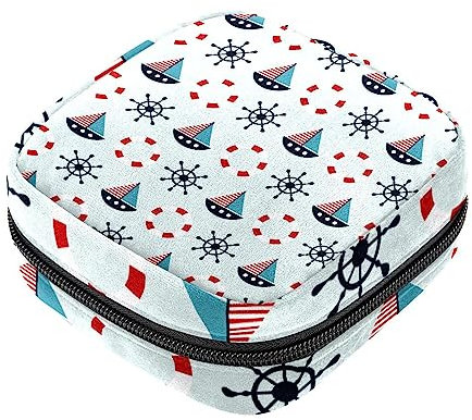 Sanitary Napkin Storage Bag, Feminine Product Pouches Portable Period Kit Bag for Girls Women Ladies Nautical Sailing Lifebuoy