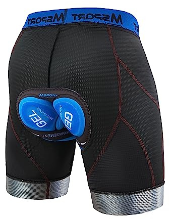 Msport Män Cykelshorts Vadderad Gel 3D Andas och Snabbtorkande Cykelunderkläder, B02, L