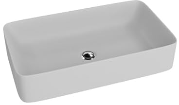 LAVITA Aufsatzwaschtisch Pasana Grey Aufsatzwaschbecken Rechteckig Waschbecken ohne Überlauf und Hahnloch Aus hochwertigem Porzellan Waschtisch modernes Badkeramik Waschplatz 60,5x34x11 cm Grau