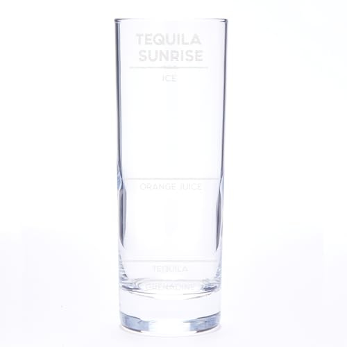 Dust and Things Verre Highball « Tequila Sunrise » – Cadeau pour femme et elle – Cadeau d'anniversaire pour sœur – Cadeaux d'alcool pour les amis – Cadeaux d'étudiant – Verre à mesurer à cocktail
