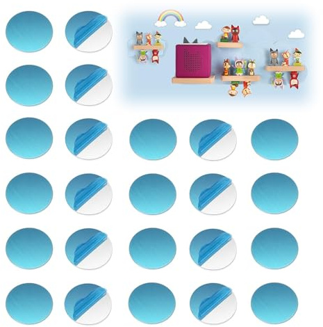 AZWOOD Lot de 100 plaquettes métalliques autocollantes pour figurines Tonie, base pour aimants, plaque adhésive magnétique, disques en acier inoxydable – Décorez la chambre