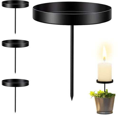 Set di 4 portacandele neri per corona dell'Avvento, ø 7,5 cm/6,5 cm/4,5 cm a scelta metallo per con piattaforma, porta candele per piattini per candele a stelo, ghirlanda natalizia - 7,5 cm
