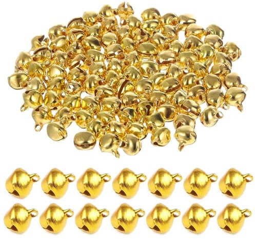 GNHG 200 pièces clochettes grelots,Cloches de Noël Mini Cloche de 10 mm, Mini décoration de noël(Or)