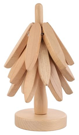 3 Stycken Träunderlägg för Varma Rätter, Trädformad Underläggset med 1 Stativ Creative Tree Underlägg för Varma Grytor, Kastruller, Skålar, Koppar, Tallrikar (Träfärg)