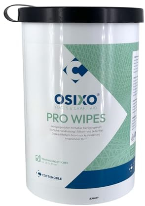 OSiXO PRO WIPES Reinigungstücher - 90 getränkte Tücher (30x22.5cm) in versiegelter Spenderdose für Werkstatt, Industrie, Gastronomie, Haushalt und Hobby