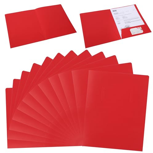 Chemise Cartonnée avec Rabat à Pochettes A4 Sac de Fichier en Papier Kraft, Epais Porte Document Organisateur Dossier de Fichiers à Insertion pour Société Bureau Maison Scolaire (Rouge)
