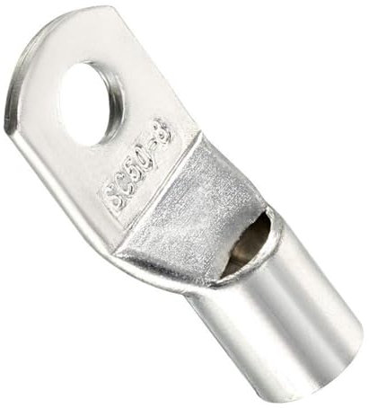 TA-VIGOR 10Pcs Copper Wire Lug, 1 AWG SC50-8 Cable Lugs Bolt Hole, Battery Cable Ends Eyelets Crimp Tubular Ring Terminals Connectors for Boat Car Electric Auto