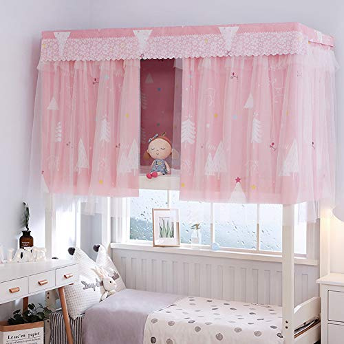 Rideaux pour Lits de Dortoirs avec Gaze Rideau Occultant de Lit Superposé Tente de Lit Cabane Surélevé/Mi-hauteur Anti-Poussière Anti-Insectes Baldaquin Couvre-lits pour Chambres d'étudiants 1.35*2M