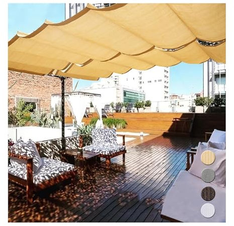 Voile d'ombrage ondulé en forme de U avec protection UV à 90 % et kit de montage rétractable et respirant pour activités de plein air, parfait pour le jardin, la terrasse et la piscine (W0,8