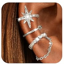 Dochais Ear Cuff Orecchini Non piercing, Ear Cuff Donna Chunky Earcuff Orecchini Senza Buco alla a clip per Cartilagine Earcuffs a clip per Ragazze Ipoallergenici Regalo di Gioielli Argento/Oro