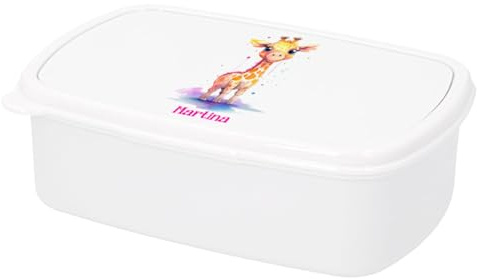 Kembilove Fiambrera Personalizada Excursiones – Fiambrera Infantil con Nombre Jirafa + Tapa Hermética – Libre de BPA – Ideal para Picnic, Actividades al Aire Libre y Viajes