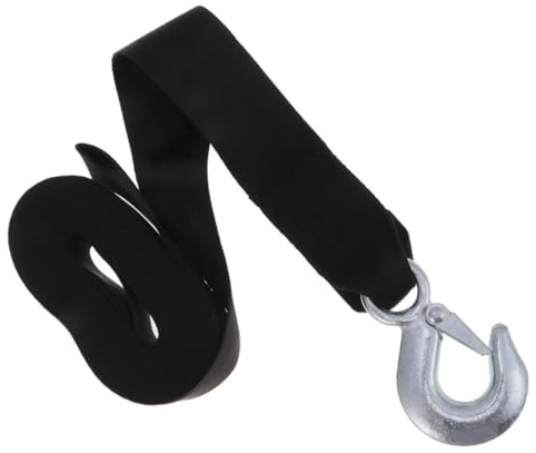 DONFAMDS de Largeur Polyester et de en Treuil Noire Sangle Remorque Portable Acier, Robuste 1,5 Tonnes 4,7 Cm, Structure Simple Sécurisé pour Remorquage
