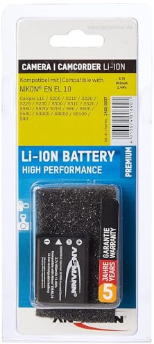 ANSMANN A-Nik EN EL 10 leistungsstarker Kameraakku mit Einer Akkukapazität von 650 mAh und 3,7 V - Ersatzakku für Nikon Digitalkamera - Ideal für professionelle und Hobby-Fotografie