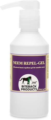Biteback Products 'Neem Repel Gel'™ Genuine Horse Fly & Midge Repellent, Lemon Eucalyptus & Neem, Skin-Friendly Gel for Sensitive Areas - Insect Protection - 250ml