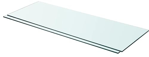 vidaXL 2 pcs Clear Panel Glass Shelves - 80x30 cm - Modern Design - Suitable for Living Room, Bedroom, Bathroom, and Office - Easy Installation and Cleaning - Durable, up to 15 kg Load Capacity