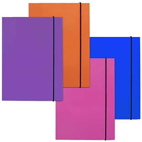 CARTONE CARTONE Foderato STARPLAST - Portafogli, raccoglitore o classificatore, chiusura elastica, colori fluoro, formato A5, per scuola o ufficio - Confezione 6